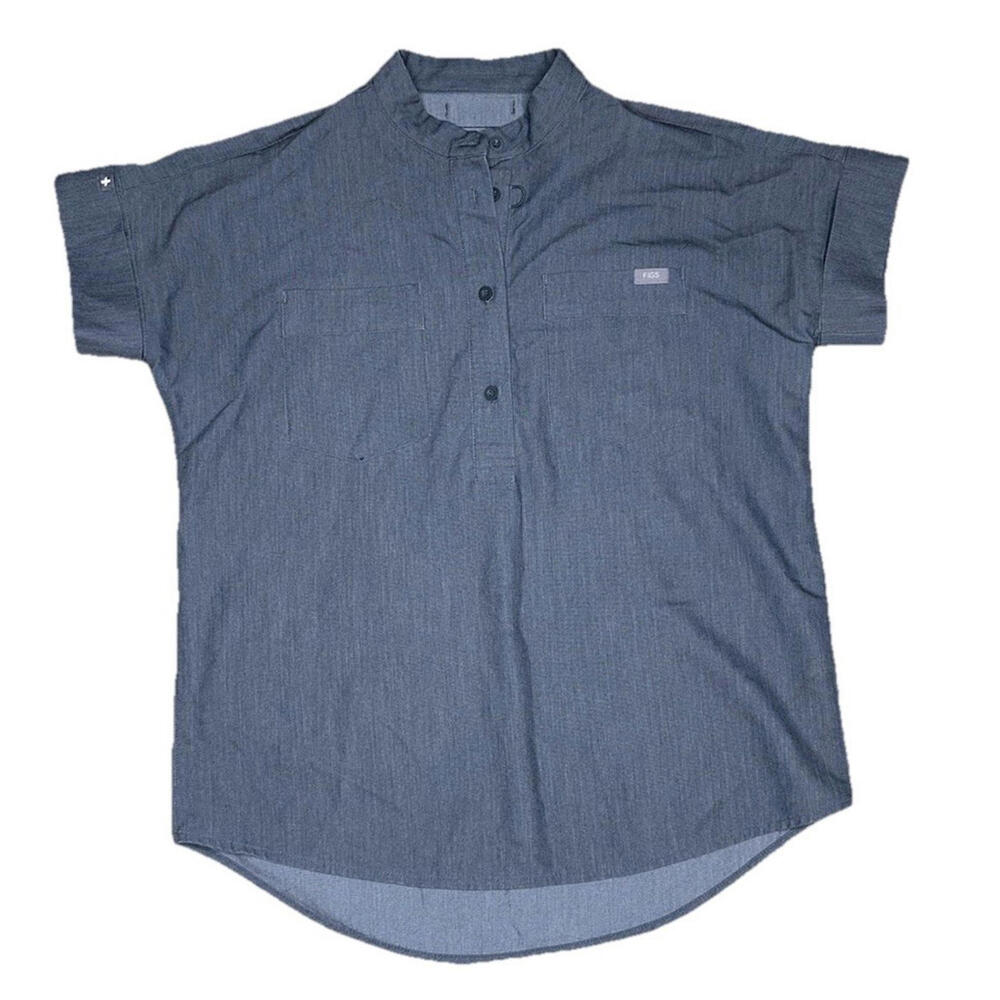 Figs Scrub Top XS Technical Collection Mock Neck Cuffed Short Sleeves Pockets